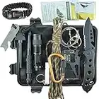 Kit Sopravvivenza Militare Professionale di Terza Generazione 11 in 1 Torcia, Bracciale Paracord Tattico Multiuso, Acciarino, Coltello. Emergenza Montagna Trekking Escursionismo Outdoor Campeggio