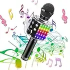 SunTop Microphone Karaoké Bluetooth Sans Fil, Haut-parleur Multifonctionnel avec Lumière LED Colorée, Parleur Intégré Chanter Player Karaoké, Micros sans fil pour KTV à la Maison/Soirée