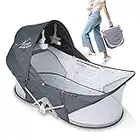 beberoad Cama portátil para bebé, cuna plegable de viaje, cuna infantil, cunas portátiles para recién nacidos, bebés, niños pequeños con colchón, mosquitera y red solar (gris oscuro)