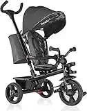 lionelo Haari 2in1 Bicicletta Triciclo e Passeggino Fronte Mamma o Fronte Strada Regorabile Compatto con Borsa Spaziosa e Portabibite Barra di Sicurezza Cinture a 3 Punti da 1 Anni Fino a 25kg (Grey)