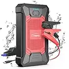 YABER Arrancador de Coches 12000mAh, 1200A Arrancador de Baterias de Coche Negro, Rojo (para 7.0L de Gasolina o 5.5L de Diesel) de IP66 Impermeable Emergencias