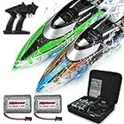 ALPHAREV RC Boat with Case R308MINI 2 Packs 20+ MPH Remote Control Boat for Pools and Lakes, 2.4 GHZ RC Boats for Adults and Kids