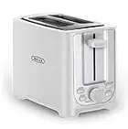 BELLA 2 Slice Toaster with Auto Shut Off - Extra Wide Slots & Removable Crumb Tray and Cancel, Defrost & Reheat Function - Toast Bread, Bagel & Waffle, White