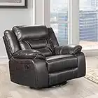 Roundhill Furniture Elkton Manual Motion Recliner with Storage Console, Dark Chesnut