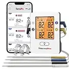 ThermoPro TP25 500FT Bluetooth Meat Thermometer with 4 Probes, Smart Rechargeable Wireless Meat Thermometer for Grilling, Smoker, Oven, Kitchen, BBQ Thermometer with Alarm, Temperature Graph