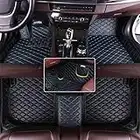 Car Floor Mats Fit for BMW Series All Models 2007-2023 Leather Add Trunk Full Coverage Waterproof Non-Slip Dustproof Protection (Black/Blue，2 Front Floor mats,1 one-Piece Rear Floor mat)