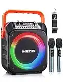 SUDOTACK Karaoke Machine with 2 Wireless Microphones, Bluetooth Party Karaoke Speaker for Adults and Kids with Party Lights Supports TF/USB, AUX in, FM, REC, TWS for Karaoke, Party, Birthday(SP-70B)