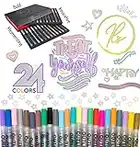 ILS | 24 Colors Inten-ls Doodle Shimmer Metallic Lettering Art Craft Super Squiggles Outline Markers Set Fine Tip Painting Adults Coloring Calligraphy Christmas Journal Drawings Birthday Gifts Kids