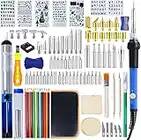 Wood Burning Kit, Oteufim 136 pcs Pyrography Pen Set with Adjustable Temperature Switch, Professional Wood Burning and Soldering Iron Tools for Embossing/Carving/Soldering Tips/Stencils/Color Pencils