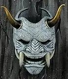 Airsoft Mask BB Gun Helmet Tactical Full Face Samurai Oni Halloween Cosplay (White)