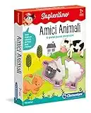 Clementoni - 11965 - Sapientino - Amici Animali - puzzle incastro animali, 8 puzzle bambini - gioco educativo 2 anni tessere illustrate - Made in Italy