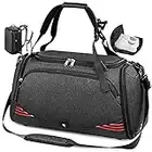 NEWHEY Sporttasche Reisetasche mit Schuhfach Groß 40L 65L Trainingstasche Gym Fitness Sport Tasche mit Rucksack-Funktion Handgepäck Weekender Bag Herren Damen - Schwarz