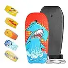 Bodyboard 37 inch/41 inch Super Lightweight Body Board with Wrist Leash Skimboard EPS Deck and Slick Bottom, Perfect Surfing for Teens and Adults
