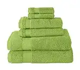 Classic Turkish Towels Premium Cotton Towels for Bathroom - Luxury Soft and Absorbent 6-Piece Towel Set, 2 Bath Towels, 2 Hand Towels, and 2 Washcloths,100% Turkish Cotton (Green)