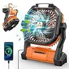 ONLYNEW Portable Fan Rechargeable, Battery Powered Fan with LED Lantern, Small Table Fan Personal, USB Battery Operated Fans for Travel Bedroom Home Camping Tent Office Beach Desk, Orange