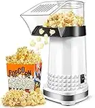 COOCHEER Máquina de palomitas de maíz de 1200 W, aire caliente, para el hogar, diseño de calibre ancho, con vaso medidor y tapa extraíble, sin BPA, color blanco