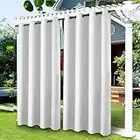 LiveGo Outdoor Vorhänge Wasserdicht, Outdoor Verdunkelungsvorhang mit Ösen, Vorhang Blickdicht für den Gartenlaube, Schiebetür, Pergola, Privatsphäre Wärmeisoliert (2 Stück/132 * 213cm, Elfenbein)