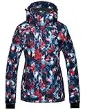 Wantdo Giacca da Sci Impermeabile Invernale Parka da Neve Caldo con Cappuccio Cappotto da Snowboard in Pile Giubbotto da Viaggio Colorato Donna Blu Scuro S