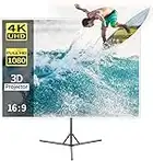 Zingbabu Projector Screen with Stand,100 inch 16:9 HD 4K Rear Front Foldable Portable Projection Screen with Carry Bag for Indoor Outdoor Theater Home Movie or Office