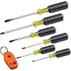 Klein Tools 85146 Screwdriver Set with Magnetizer / Demagnetizer for Magnetic Tips 3 Slotted, 3 Phillips, Non-Slip Cushion Grip, 6-Piece