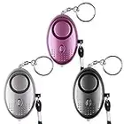 Notfall Persönlicher Alarm [3er Pack] Qoosea Scream Safesound Alarm 140dB LED Taschenlampe für Kinder/Frauen/Senioren/Student Self Defense Schutz Gesichert (Schwarz + Silber + Lila)