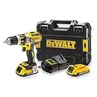 DEWALT - XR 18V Li-Ion 2Ah bürstenloser Schlagschrauber-Bohrer - DCD795D2-QW - Akku-Bohrmaschine mit Koffer, 2 Akkus/Ladegerät - 2 Geschwindigkeiten (0-600/2000 U/min) - 13 mm Chuck - 360 W