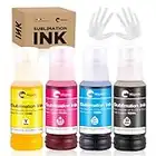 Hiipoo Sublimation Ink for EcoTank Supertank Inkjet Printers ET-2720 ET-2760 ET-2800 ET-15000 ET-2803 ET-2850 ET-3760 ET-4800 ET-4760 Heat Press Transfer on T-Shirt Mug (Autofill/ICC-Free/Anti-UV)