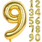 40 Inch Gold Large Numbers Birthday Party Decorations Helium Foil Mylar Big Number Balloon Digital 9