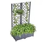 Mingone Rankkasten Hochbeet Pflanzgefäß Garten Terrasse Balkon Pflanzkasten Rankgitter Rankkasten für 2 große Pflanzgefäße mit Selbstbewässerung(Grau 80x40x136cm)