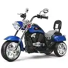 GYMAX Kids Electric Motorcycle, 3 Wheels Children Motorbike with Adjustable Headlight, Sound Effect & Forward/Reverse Switch, 6V Battery Powered Ride on Motor Bike for Boys Girls (Blue)