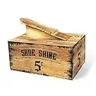 Old & Bold Vintage Wooden Shoe Shine Box With Foot Rest - Rustic Wood Box Perfect for Jewelry and Antiques - Gentleman’s Box, Wood, One Size