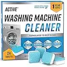 Washing Machine Cleaner Descaler 24 Pack - Deep Cleaning Tablets For HE Front Loader & Top Load Washer, Septic Safe Eco-Friendly Deodorizer, Clean Inside Drum And Laundry Tub Seal - 12 Month Supply