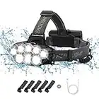 Fulighture Head Torch, 8 LED Headlight with Super Bright 5000 Lumens and 6 Light Modes, USB Rechargeable, Adjustable & Zoomable Headlamp, IPX4 Waterproof for Camping, Hiking, Fishing, Cycling, Garage