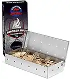 American BBQ Grill Smoker Box - For Smoking Wood Chips and Woodchips - Heavy Duty Stainless Steel - Smoky Flavor Grilled Meat and Fish - For Gas and Charcoal Grill - Perfect Smokebox Gift for Him