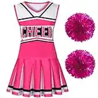 Koatobbor Girls Cheerleader Costume Cheerleading Outfit Dress for Halloween Party Birthday Gift 3-9Years (8-9 Years, Pink)