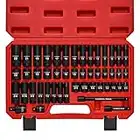 CASOMAN 3/8" Drive Impact Socket Set, 48 Piece Standard SAE and Metric Sizes (5/16-Inch to 3/4-Inch and 8-22 mm), 6 Point, Cr-V Steel Socket Set