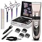 Fur Magic Dog Clippers – Electric Dog Grooming Clippers Set with Scissors, Comb, File – Professional Hair Clippers for Dogs, Cats, Pets – Low Noise Rechargeable Cordless Hair Clippers