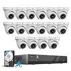 GWSECU 4K 16 Channel PoE Home Security Camera System, 4K/8MP Video Surveillance NVR with 4TB HDD, 16PCs 5MP 2.8mm 110° Wide Angle Person Detection IP Dome Cameras Business 24/7 Audio Recording