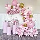 Kit Guirnalda Globos Rosa, 122 piezas Decoración Boda, kit Arco Globo con Rosa, Dorados Metálicos Globo y Mariposa Dorada para Niñas, Mujeres, Fiestas de Cumpleaños, Novias, Decoraciones para Bodas