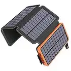 A ADDTOP Solar Charger Power Bank - 25000mAh Portable Solar Phone Charger with 4 Solar Panels & Dual 2.1A USB A Outputs External Battery Pack for Phones Tablets Outdoor Camping