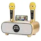 Karaoke Machine for Adults and Kids,Portable Bluetooth 2 Wireless Karaoke Microphone with Holder/USB/TF Card/AUX-in, PA Speaker System for Home Party, Picnic,Car,Outdoor/Indoor