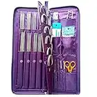 104pcs Knitting Kit Stainless Steel Straight Circular Knitting Needles Crochet Hook Needlework Weave Set Hand Tool with Pu Bag