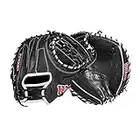 WILSON mens Catcher Baseball Glove, 33.5" - Black/White/Red SuperSkin Glove, 33.5 US