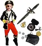 Tacobear Pirate Costume Enfant Déguisement Pirate Accessoires Pirate Cache-Oeil Compass Bourse Boucle d'oreille Or Medasie Enfant Pirate Halloween Costume (M 4-6 ans)