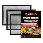 WOHLOPL Grill Mesh Mat, Non Stick BBQ Mesh Grilling Mats for Outdoor Grilling, Pellet Smoker, Gas, Charcoal Grill, Heavy Duty, Reusable, Easy to Clean, 15.75 x 13 Inch,Set of 3