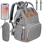 NEVEQ Mochilas de Pañales para Bebé, Maternal Bolso Multifuncional con USB de Viaje, Gran Capacidad, Impermeable (Gris)