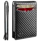 Zitahli Mens Slim Wallet with Money Clip Minimalist 7 Slots RFID Front Pocket Wallets for Men with Pull Tail