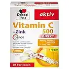 Doppelherz Vitamin C 500 DIRECT mit DEPOT-Effekt - Mit Zink & Vitamin C zur Unterstützung der normalen Funktion des Immunsystems - Vegan - 20 Portionen Micro-Pellets mit Orangen-Geschmack