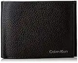 Calvin Klein Hombre Cartera Warmth Trifold 10 CC Coin Large Pequeña, Negro (Ck Black), Talla Única