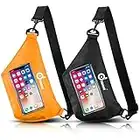 Odoland 2 Pack Waterproof Phone Pouch with Adjustable Waist Strap, IPX8 Screen Touch Sensitive Floating Marine Dry Bags, Lightweight Running Belt Fanny Pack for Swimming Kayaking Boating Orange